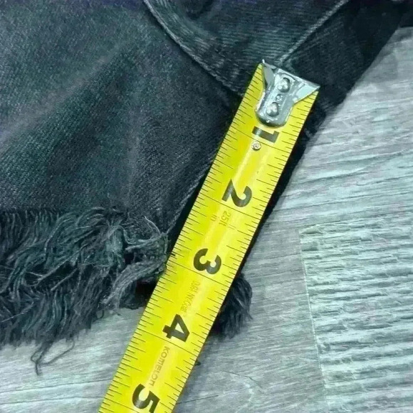 WE THE FREE People Black Button Fly Cut Off Distressed Denim Shorts Size 27 EUC - Picture 10 of 12